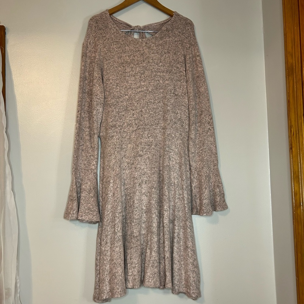Pink and Gray Sweater Dress